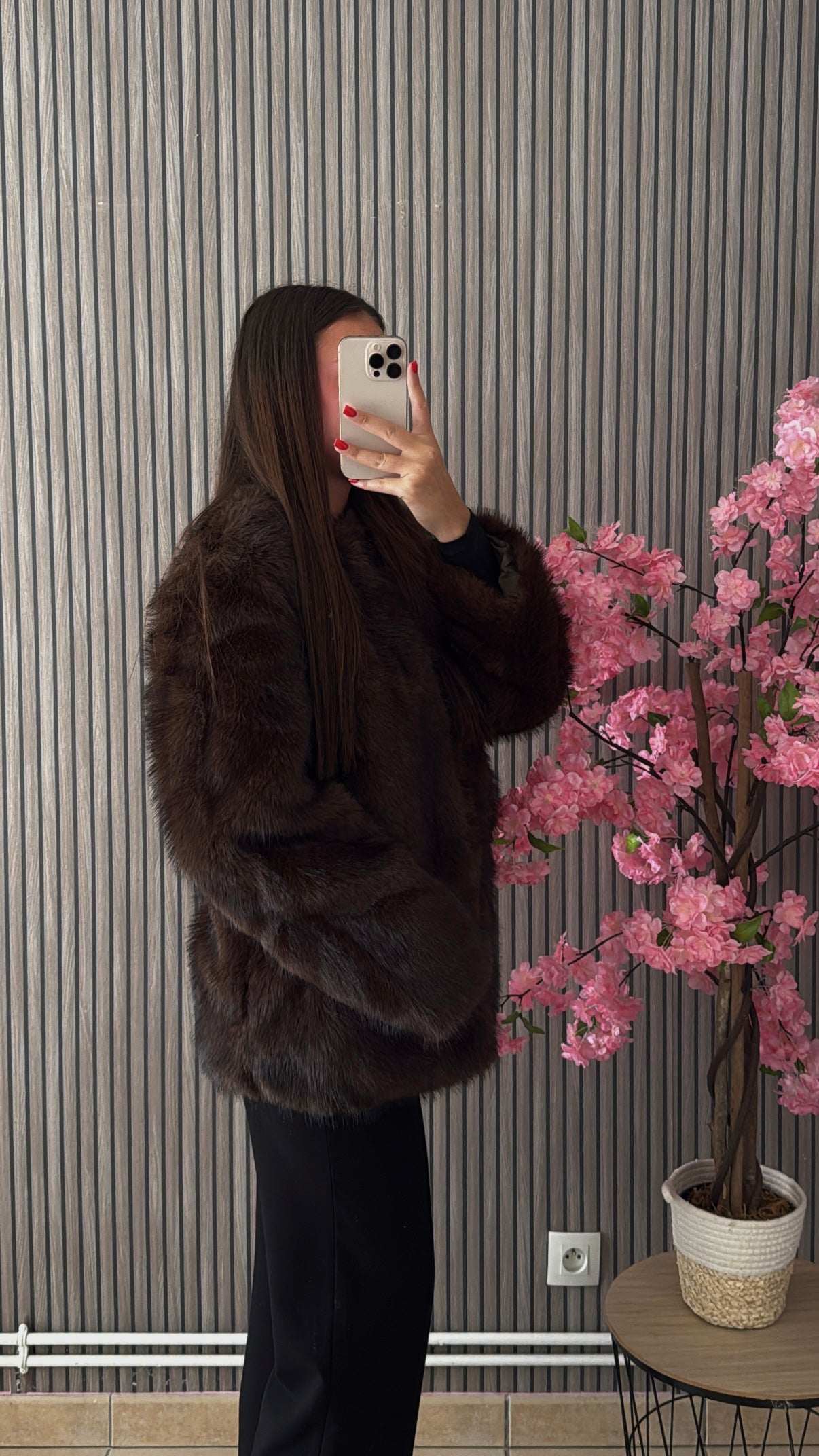 Veste fourrure marron