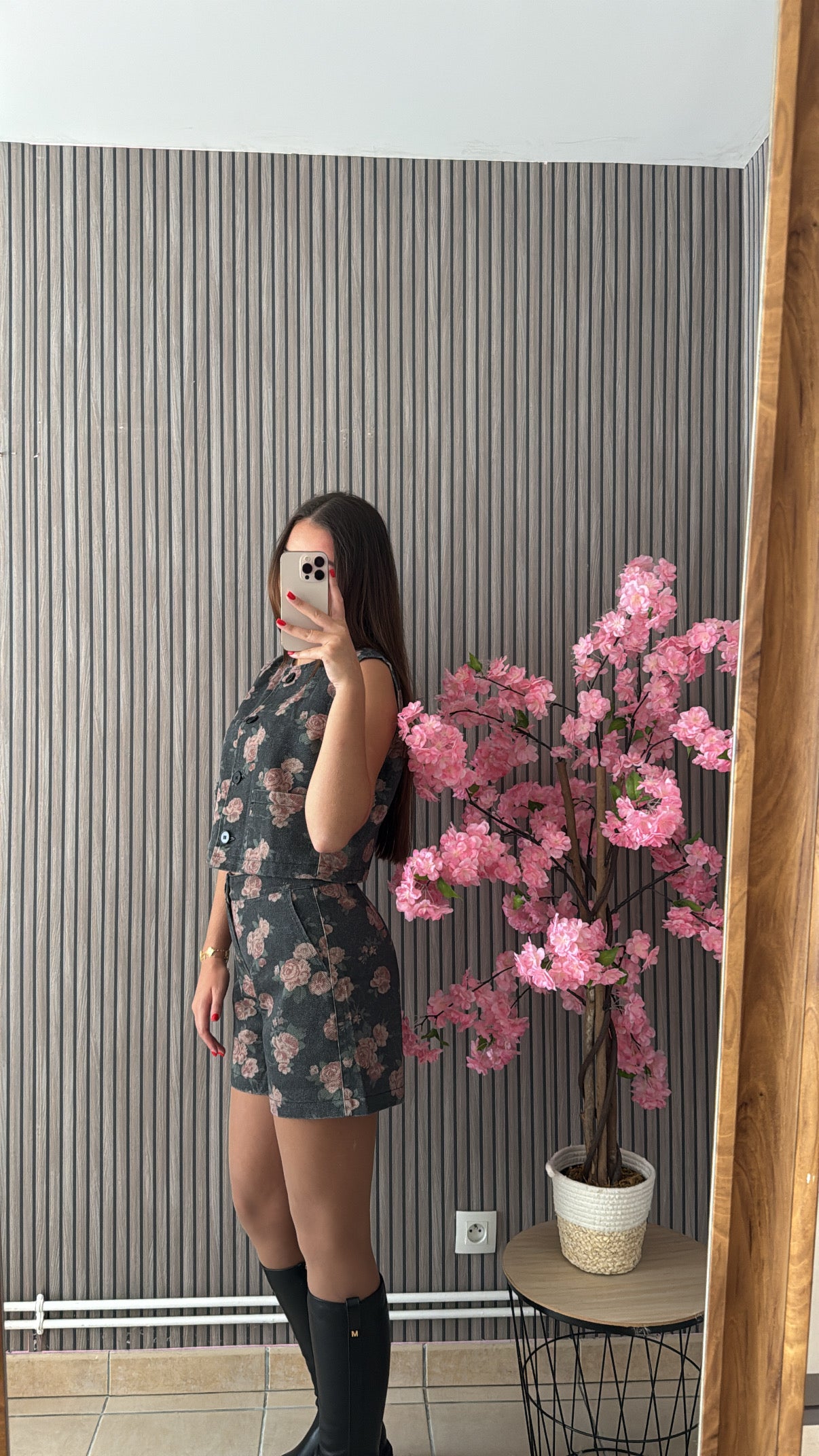Ensemble à fleur en jean