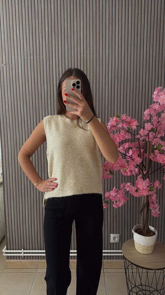 Haut sans manche beige