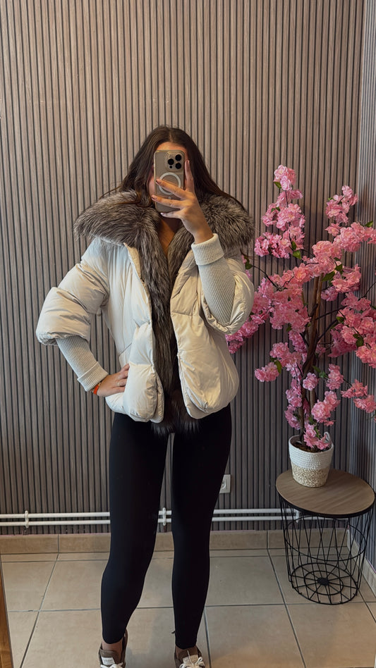 Doudoune beige en plume
