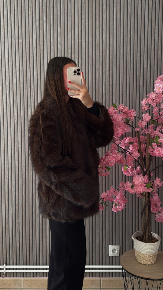 Veste fourrure marron