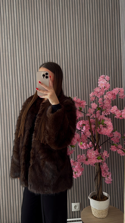 Veste fourrure marron