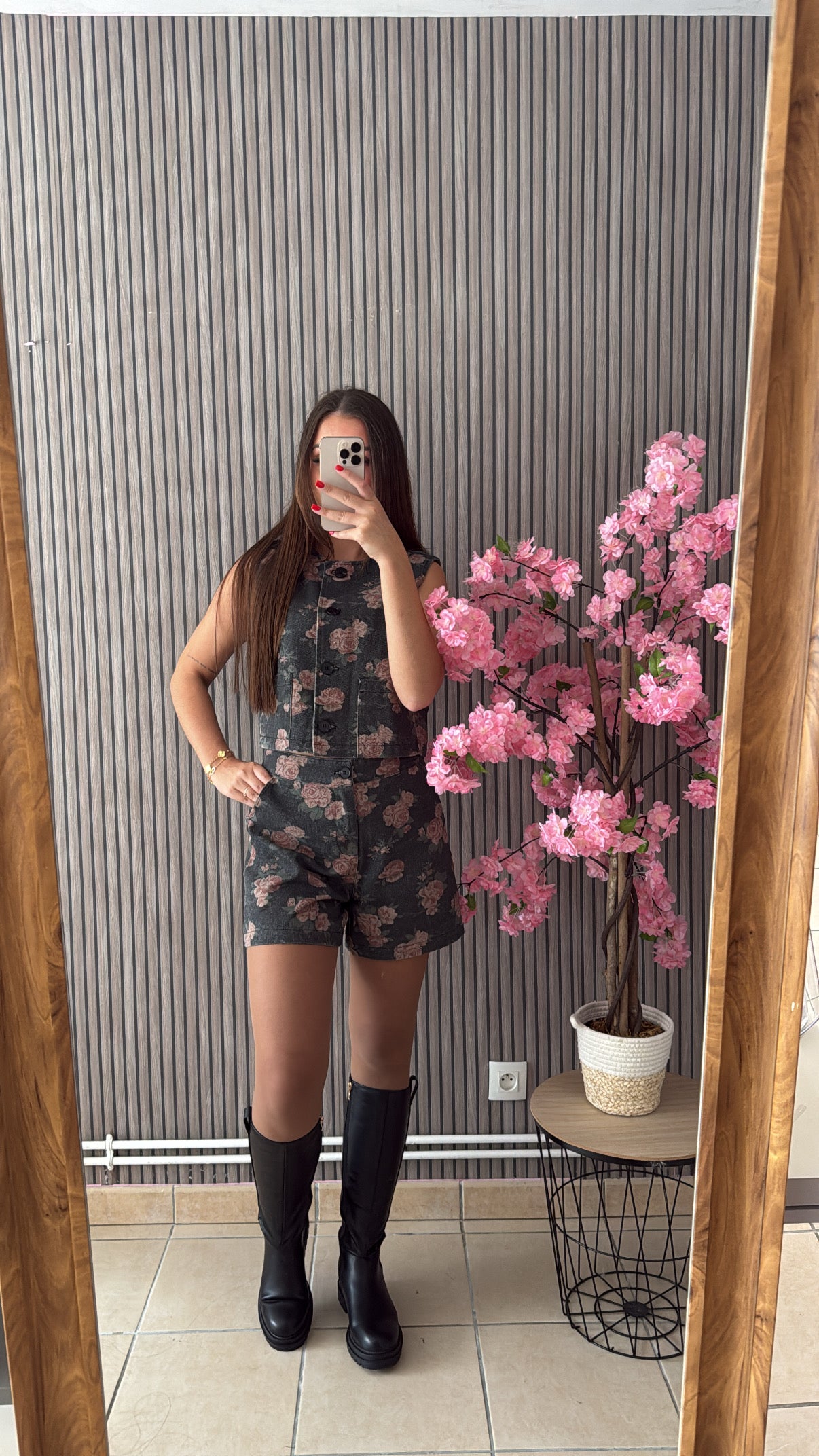 Ensemble à fleur en jean