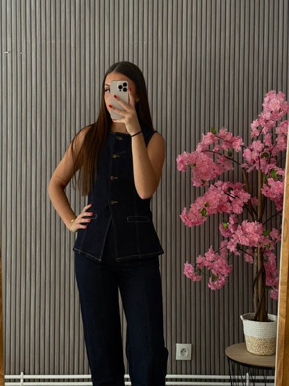 Haut sans manche en jean