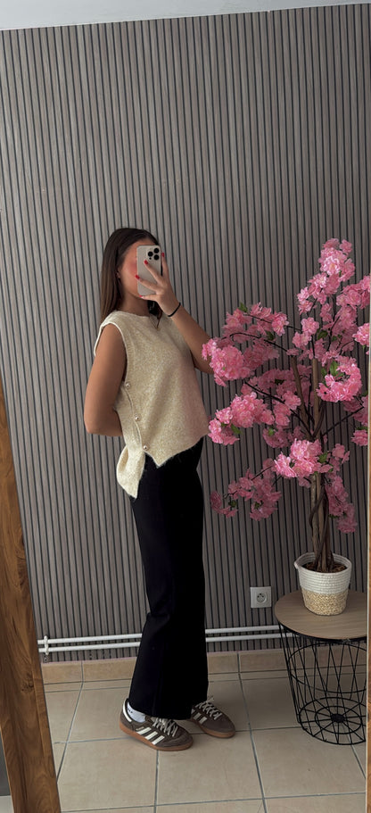 Haut sans manche beige