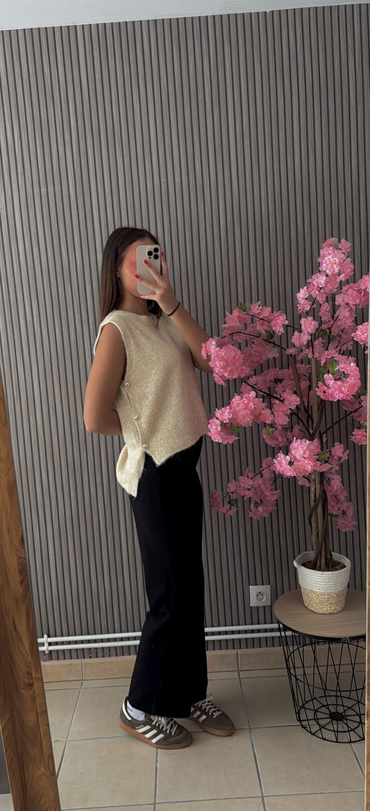 Haut sans manche beige