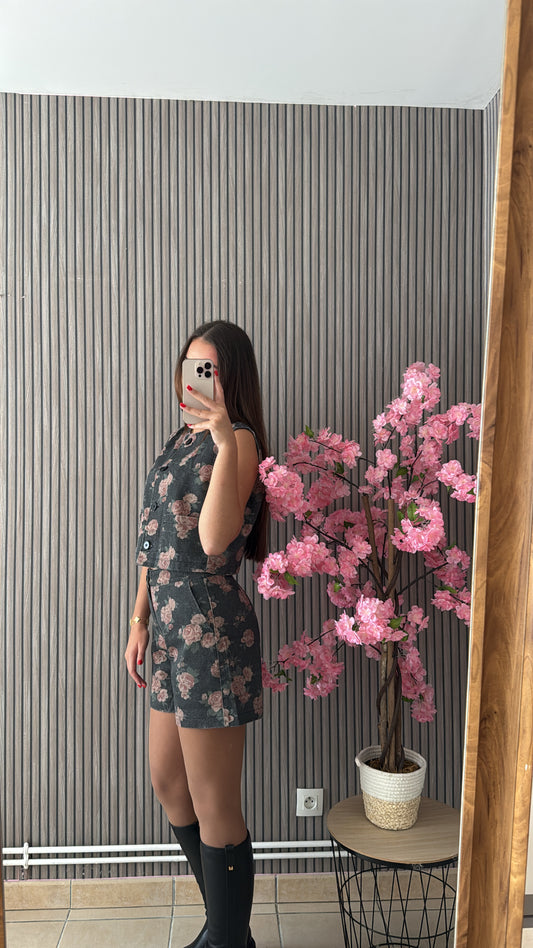 Ensemble à fleur en jean